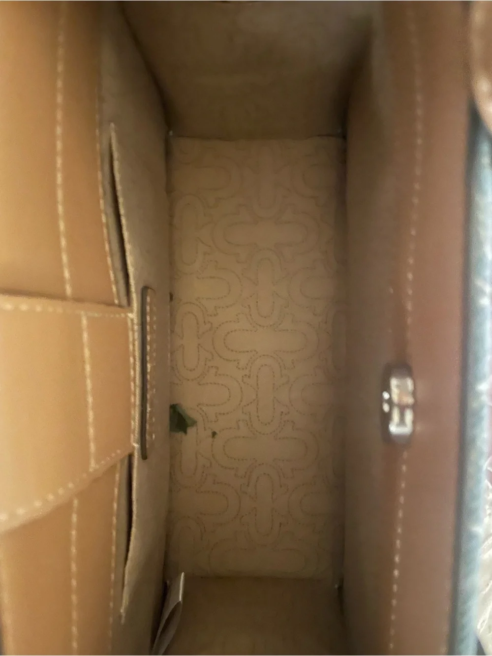 True Religion Light Blue Denim Tote with Tan Leather Accents